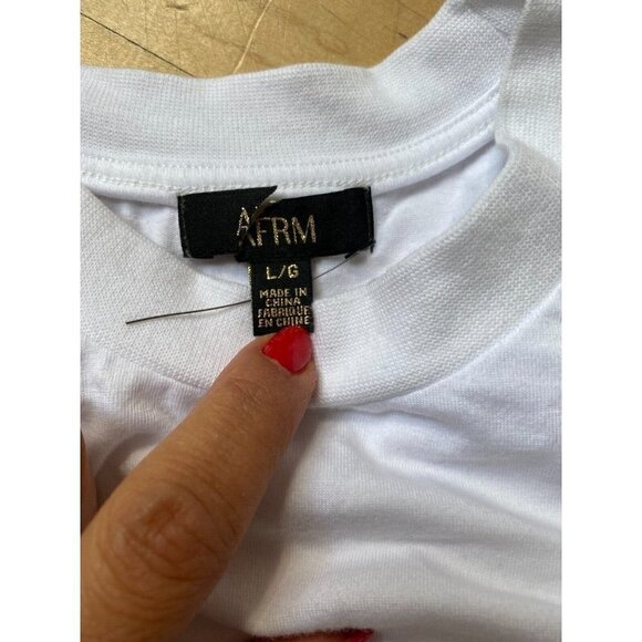 AFRM Bnwot White "Weylin" Tshirt New Padded Shoulder - Picture 7 of 7